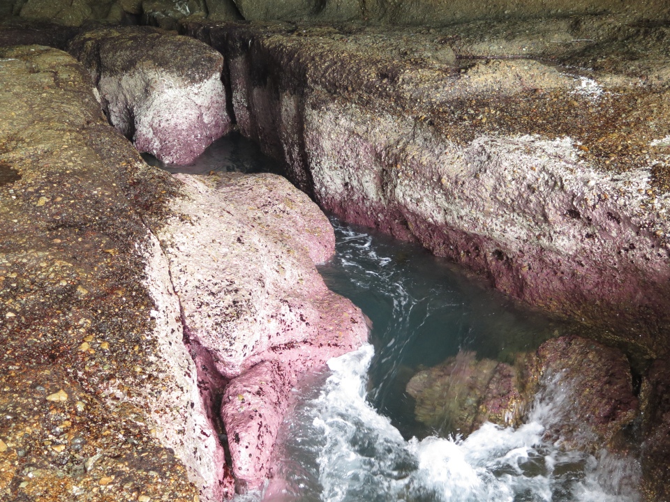 pink sea cave rocks